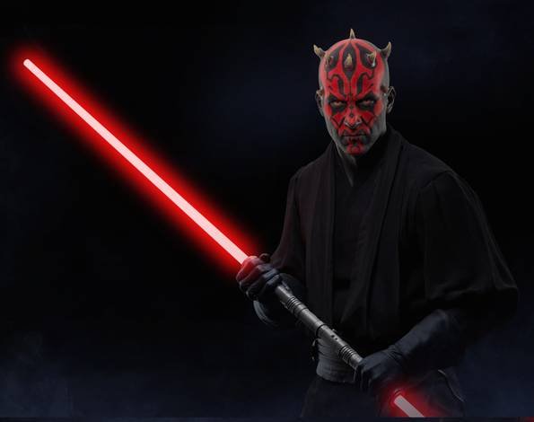 Darth Maul wielding his red lightsaber