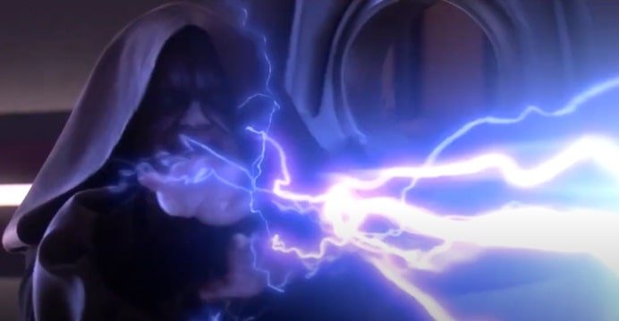 sheev palpatine, known as Darth Sidious using Force lightning