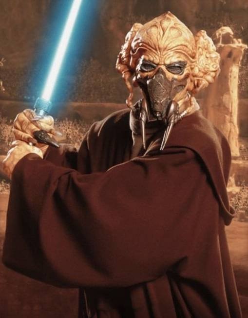 Plo Koon with his blue lightsaber